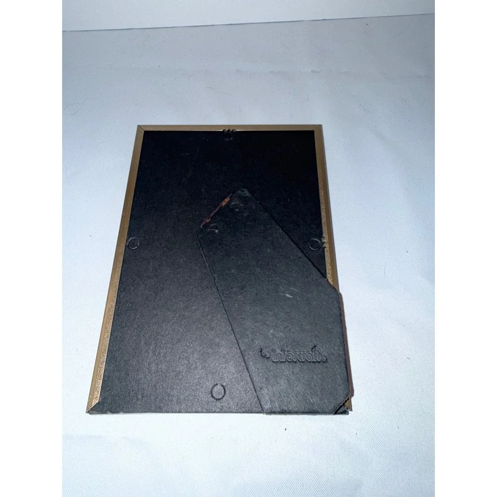 Intercraft Gold Tone Metal Beaded 5x7 Picture Frame Tabletop Wall Mount Vintage